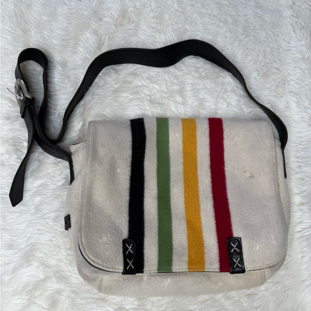 Pendleton Striped Wool Messenger Handbag Crossbod… - image 1